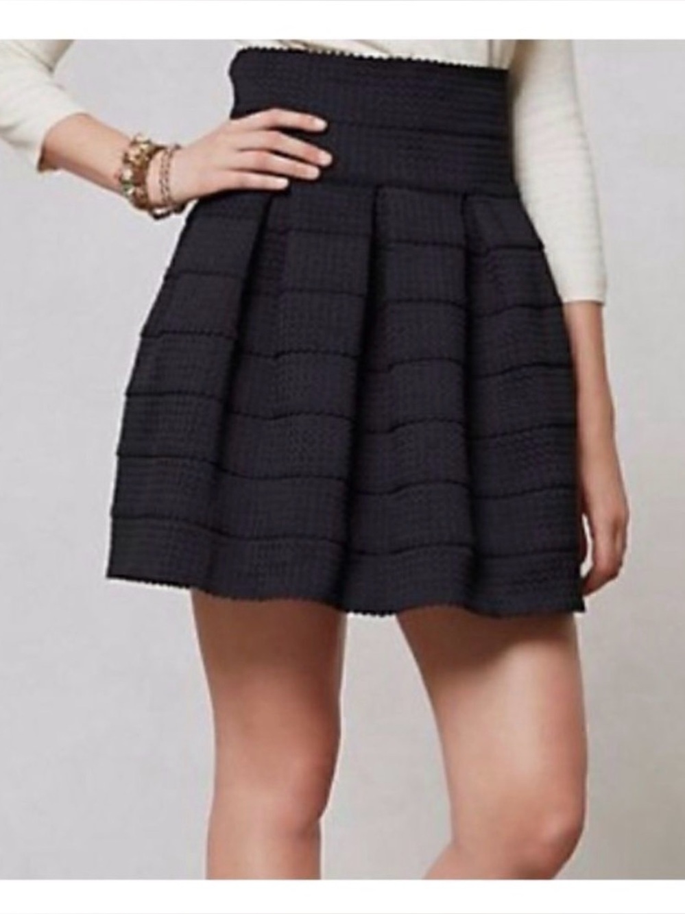 Anthropologie Black Pleated A-Line Mini Skirt - Women's Classic Flare XS / S
